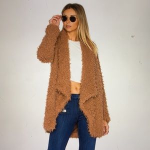 Tularosa Faux Fur Teddy Jacket In Beige/Brown
